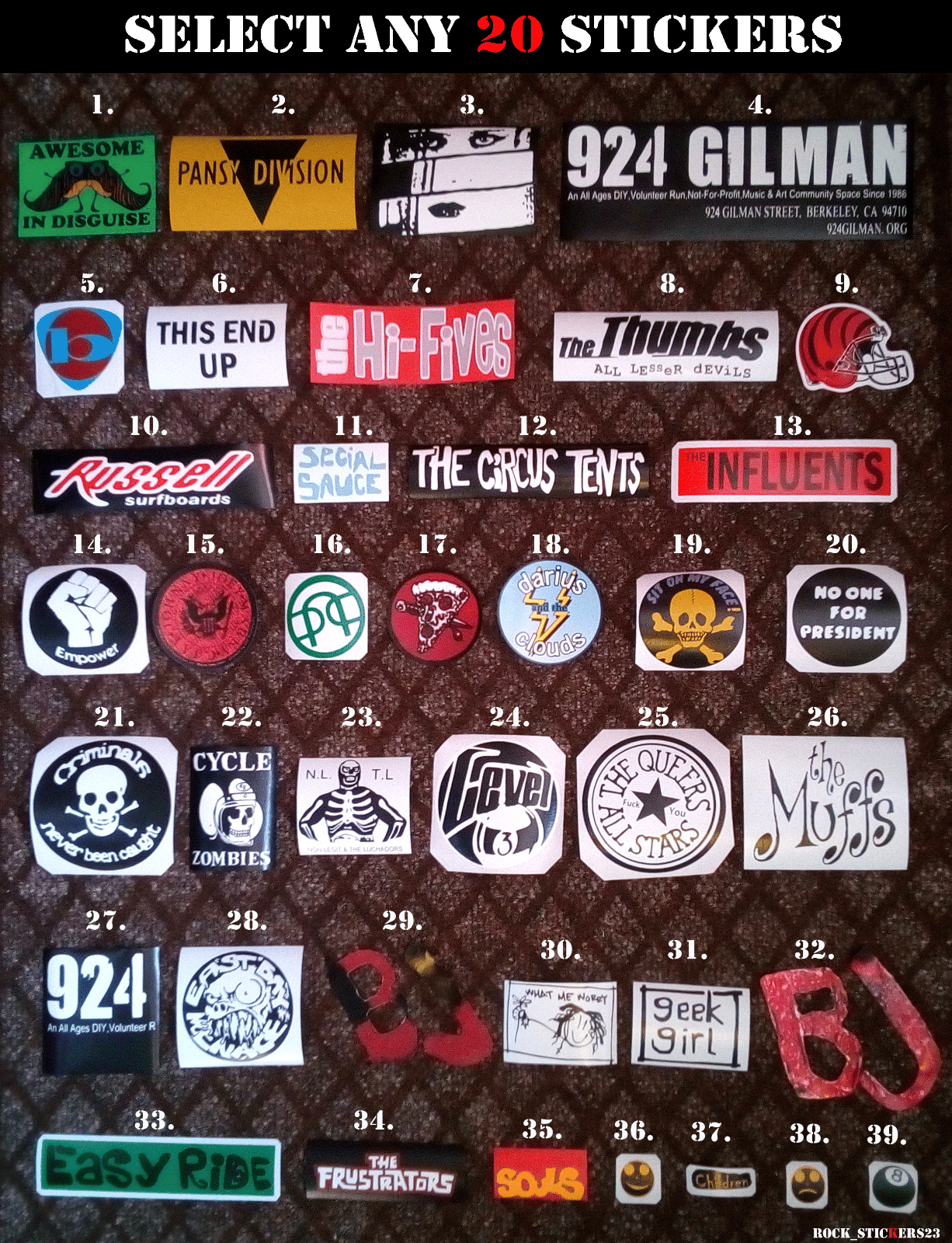 Choose Any 20 Billie Joe guitar stickers Just $49 Green Day
